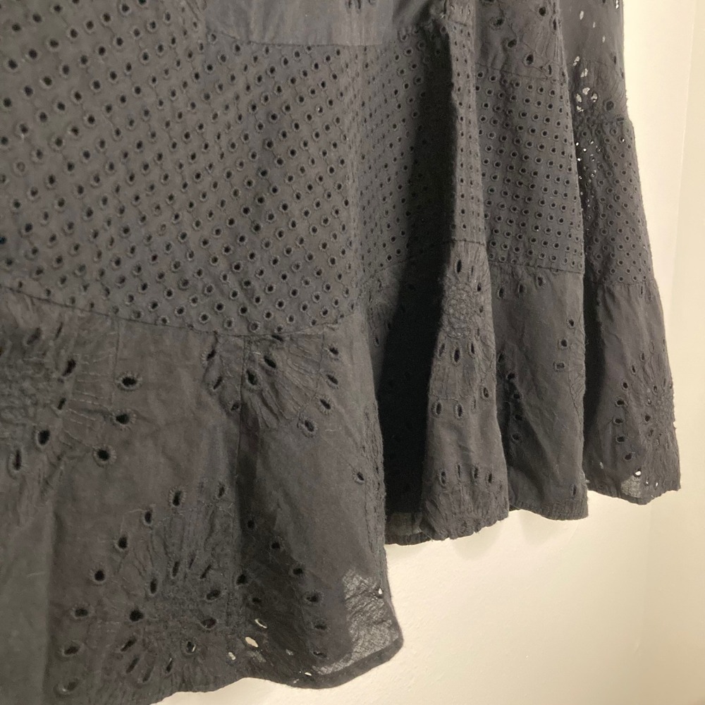 Grace Elements Black Eyelet Sleeveless Tiered Peplum Top - 100% Cotton - Size L - Picture 7 of 7